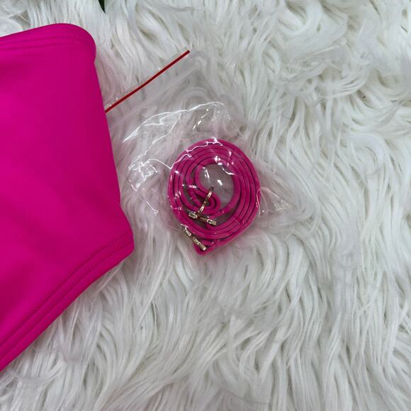 Michael Kors Pink Padded Cut Out Charm Strapless One Piece Swimsuit 8 Summer - Picture 5 of 7